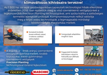 Meglévő szemenkénti vetőgép felokosítása Precision Planting termékekkel